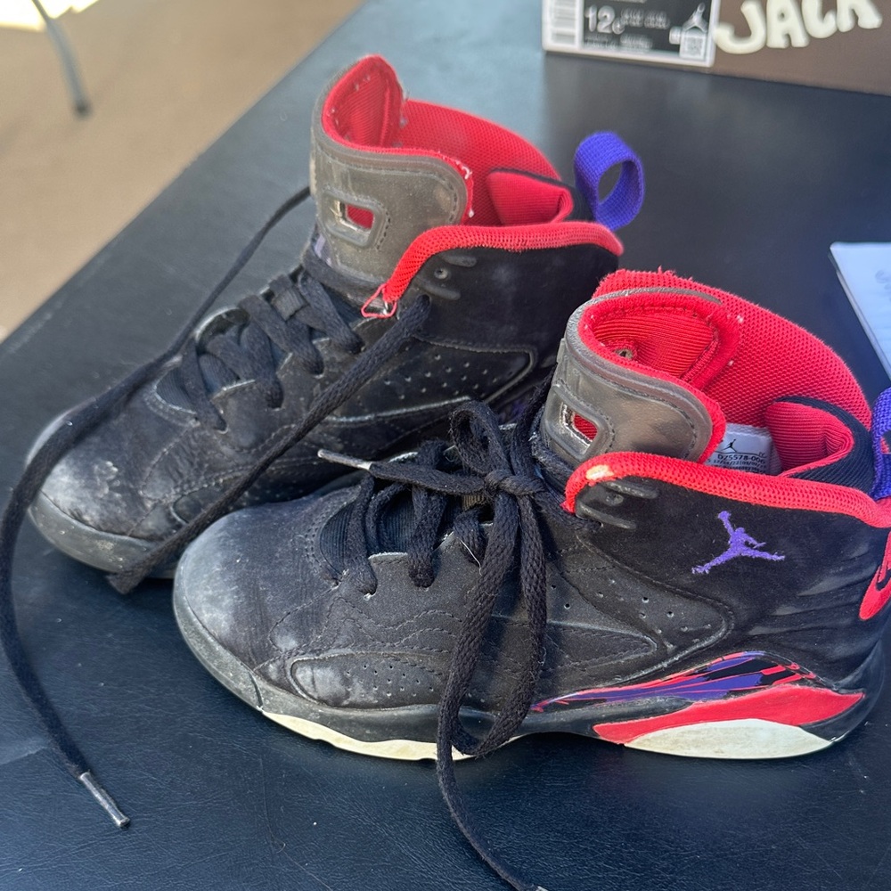 Jordan Kids Black and Purple Sneakers
